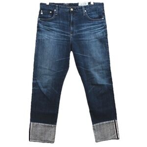 AG ED Denim The Isabelle High Rise Straight Crop Jeans Womens 32 Blue Classic